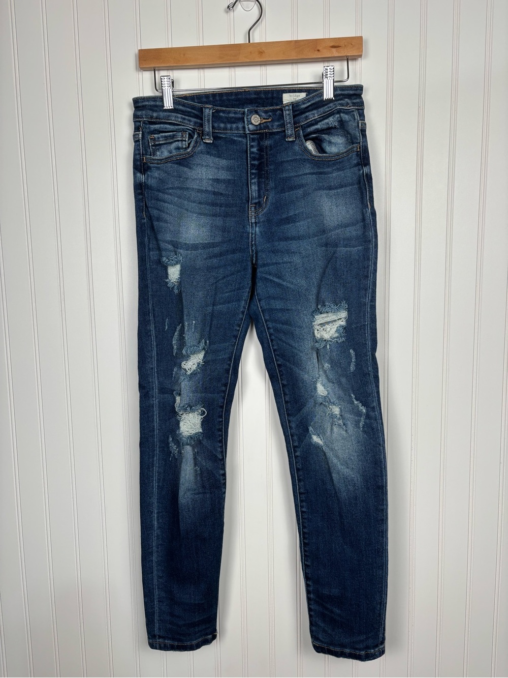 Bridge by Gly Distressed Denim Blue Jeans Mid Rise Skinny Women’s Size 29